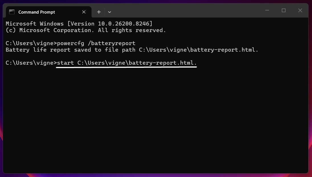 Open Battery Report on Windows 11